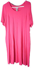 Dress Catherine's Plus O/S 14/16W Short Sleeve Pullover Pink Casual Stretch