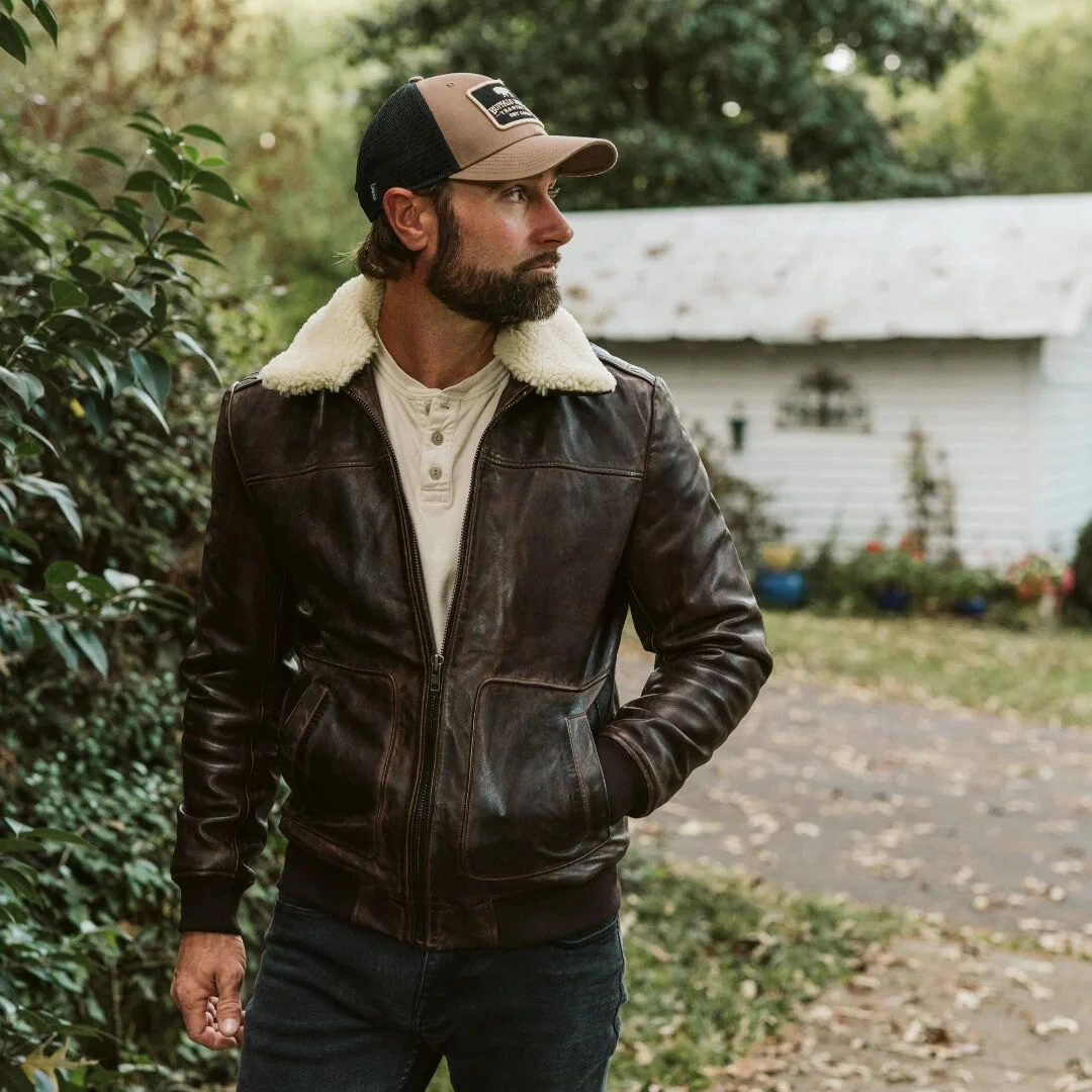 Men's Distressed USA Style Real Leather Biker Jacket ,Feild Leather Jacket
Opens in a new window or