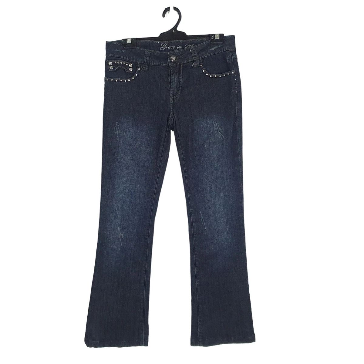 Grace In La Size 9 Embroidered Crystal Embellished Boot Cut