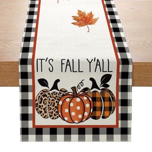 Pumpkin Maple Leaves Sunflower Vase Table Runner for Kitchen Dining Table Decor - Picture 13 of 15