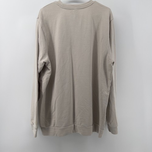 Adidas Men XL Long Sleeve Pullover Beige Crew Neck Pocket Cotton Blend Pocket - Picture 2 of 6