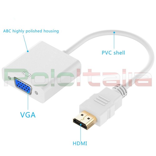 Convertitore da HDMI maschio a VGA femmina adattatore cavo per pc monitor hd tv - 第 2/4 張圖片