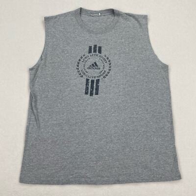 Vintage Adidas Shirt Size Large Grey Sleeveless Muscle Tee Long Live Sport Logo