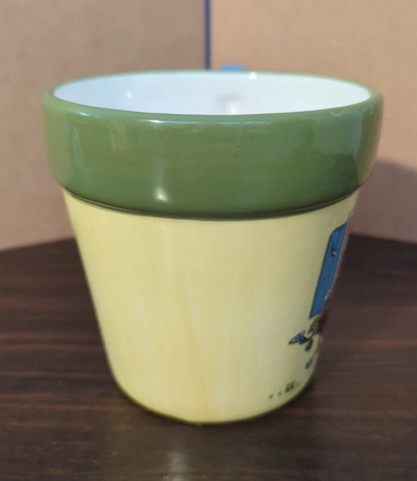 Taza de café Teleflora Mary Engelbreit, caja ventana flores riego, 1999 Foto 2 de 4