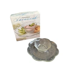 Vintage Anchor Hocking Savannah Clear Chip And Dip Bowl & Plate Set