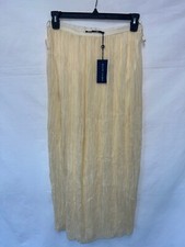 498 NWT Ralph Lauren Blue Label Amara Maxi Crinkle Silk Skirt, Ivory, 6