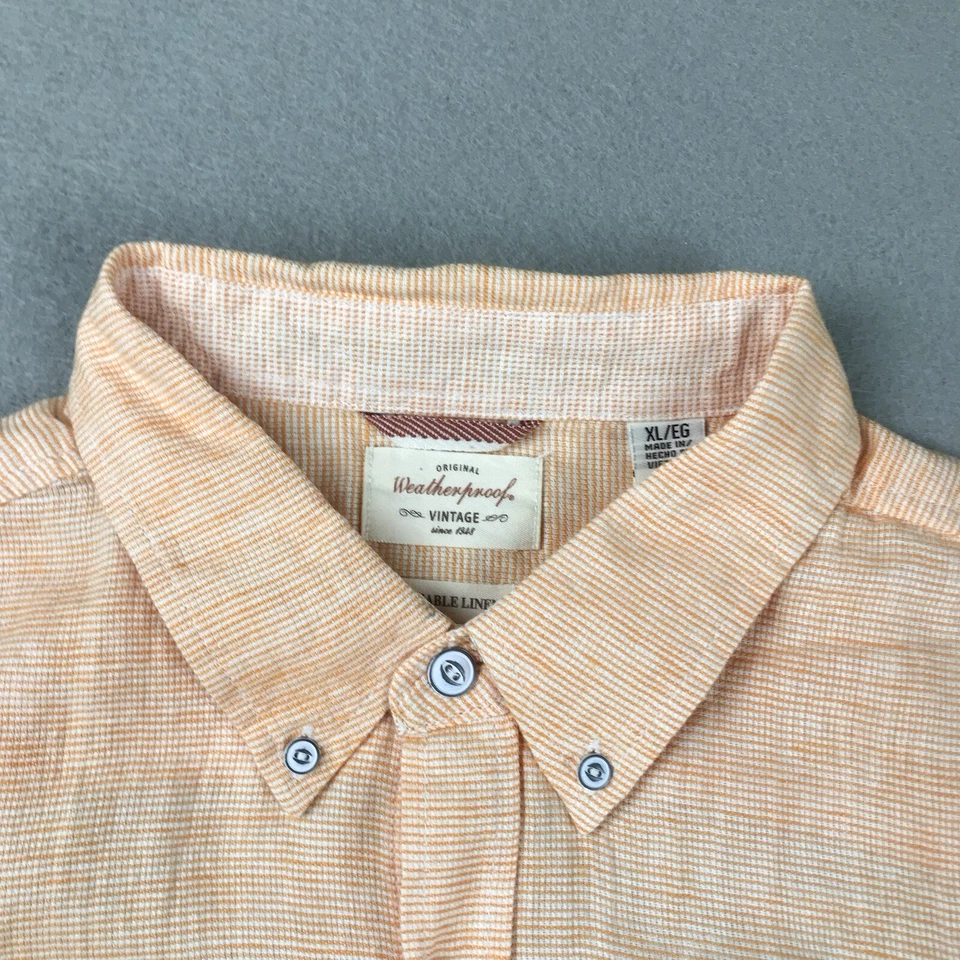 Weatherproof Shirt Mens XL Orange Washable Linen Button Up Short Sleeves NWT - Image 2 of 4