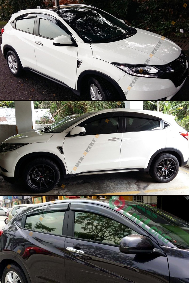 Smoked Window Visors For 2016-2022 Honda HR-V - 3D Wavy M Style, Acrylic Clip-On