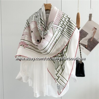 Sallys Boutique Twill Silk Wrap Scarf Stole Knit Horse Square Shawl Hijab 53''