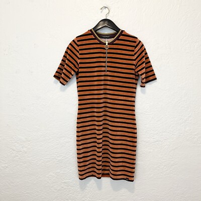 Scotch & Soda Dress Velvet Striped Orange Extra Small