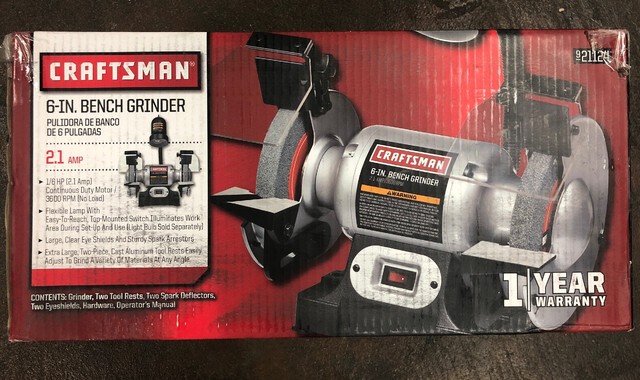 New Craftsman 1 6 Hp 6in Inch Bench Grinder W Lamp Bench Grinder
