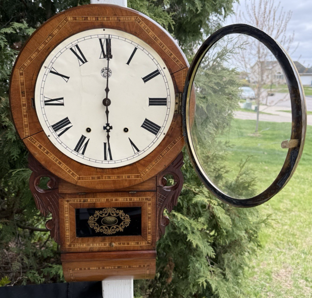 Antique C 1870 New Haven English Drop Anglo American Wall Clock