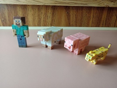Minecraft Steve,Ocelot, Pig, Sheep 3'' Action Figure Toy Video Game Characters