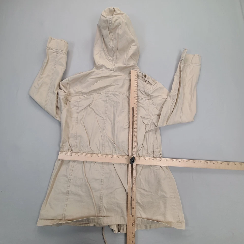 Charlotte Russe Jacket Womens Small Beige Hooded Utility Casual Stylish Coat - Image 3 of 4