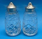 Waterford Crystal Glandore Salt & Pepper Shakers EPNS Silver Tops Vintage