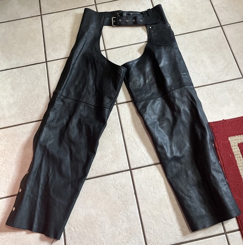 Vintage P. I. D. Paragon International Leather Chaps Mens XXL Leather Black
