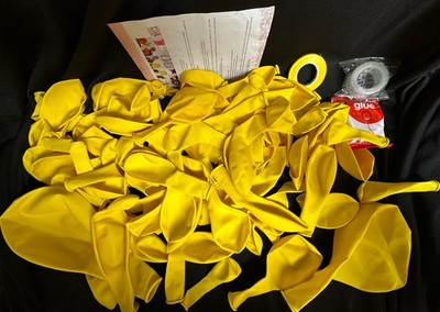 104 Balloon Arch Bright Yellow Latex Balloons In Various Sizes W/ Glue & Ribbon