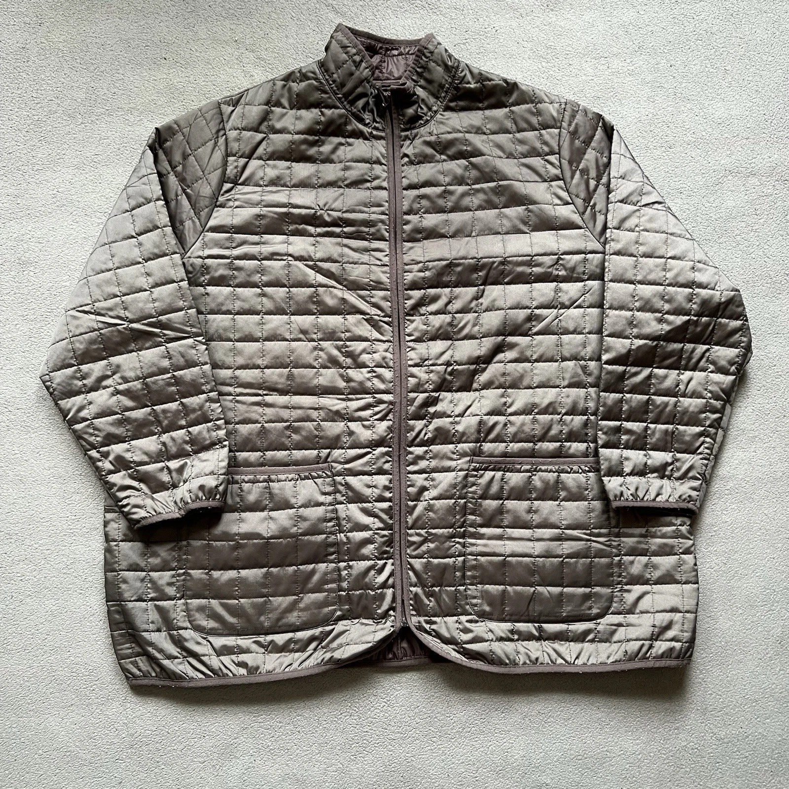 Lands End Jacket Mens 3x Brown Full Zip Outdoor Quilted Primaloft Puffer Coat