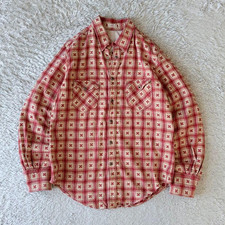 45R / 45rpm Western Plaid Flannel Shirt Long Sleeve Size-M Red All Over Print