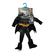 DC Batman Boys Jumpsuit, Cape, Mask, Boot Tops  Gloves Halloween Costume M