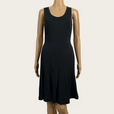 Peruvian Connection Sz XS Black Fit & Flare A-line Pima Cotton Knit Casual Dress