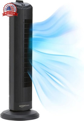 Oscillating Tower Fan 3 Speed Airflow 35W Black for Room Cooling