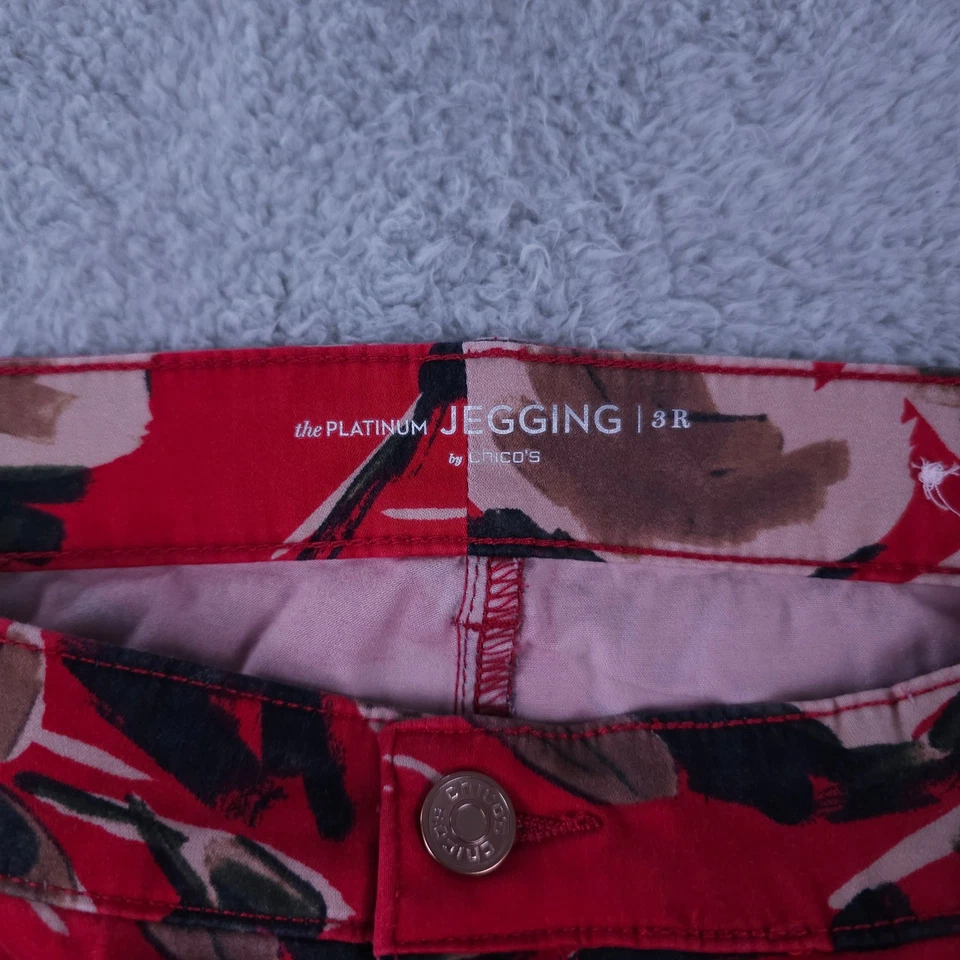 Pantalones Chicos Mujer 3 EE. UU. 16 Rojo Marrón Floral El Platino Jegging Elastizados Informales Foto 3 de 4