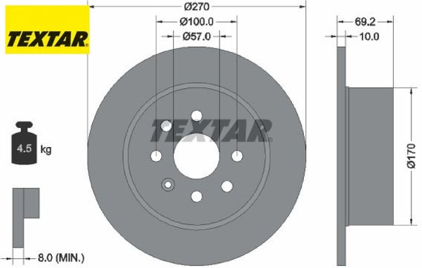 2X Bremsscheibe Textar 92075503 2 Bremsscheiben Hinterachse Hinten FüR Opel-image