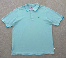 Tommy Bahama Polo Shirt Mens Large Blue Striped Short Sleeve Golf Logo