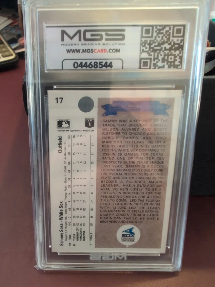 1990 Upper Deck - #17 Sammy Sosa (RC) TARJETA DE ERROR incorrecto Foto 2 de 2