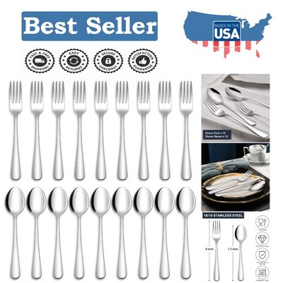 High-Quality 24-Piece Cutlery Set: 12 Forks & 12 Spoons for Home or Restaurant