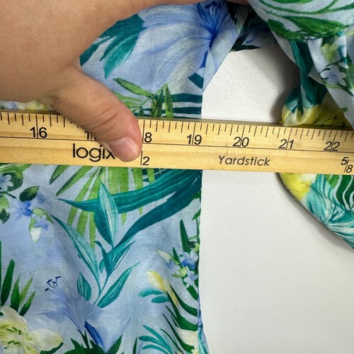 Tommy Bahama Top XXS Azul Floral Seda Algodón Boho Resort Campesino Playa Costal - Imagen 5 de 6