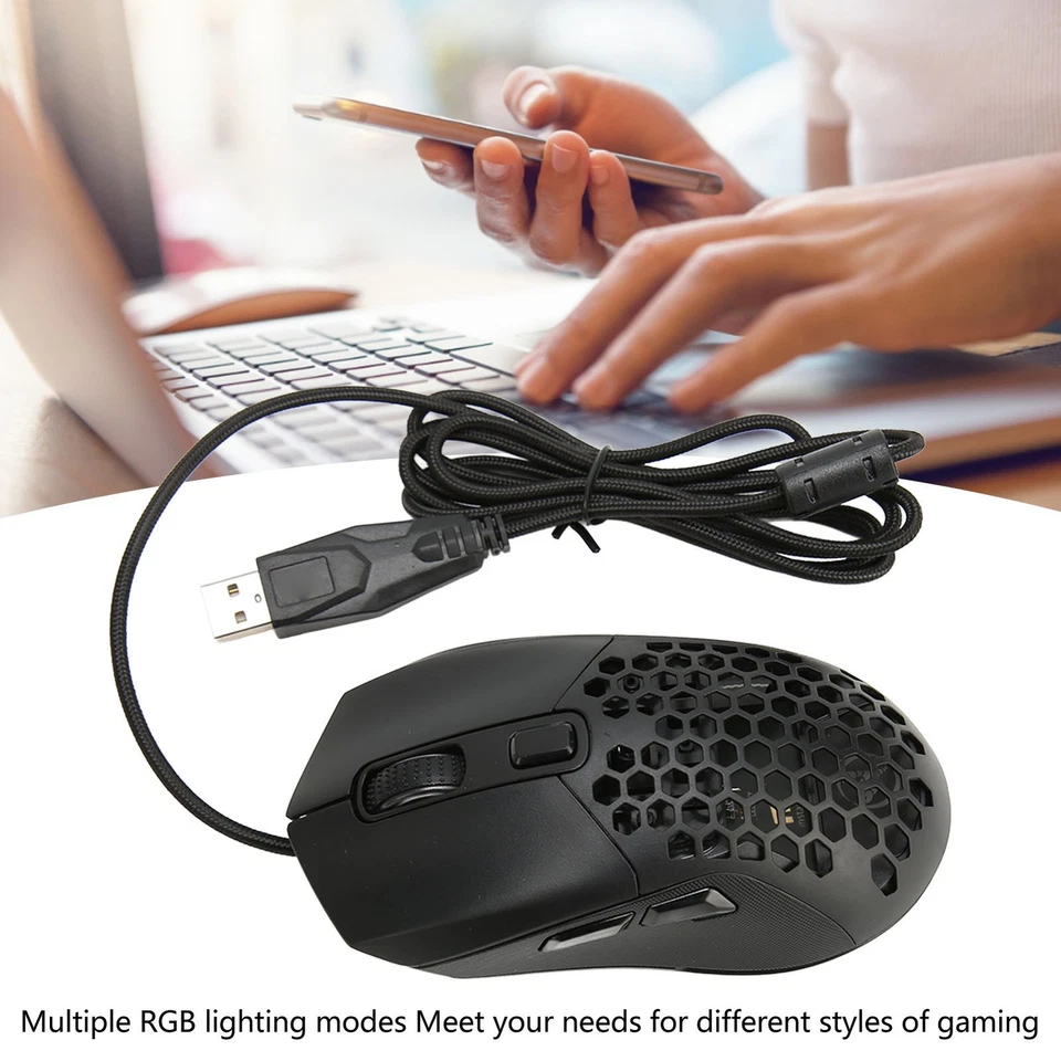 Honeycomb Gaming Mouse RGB Backlight 6 Programmable Buttons 7200 DPI Lightw CEL - Image 2 of 4
