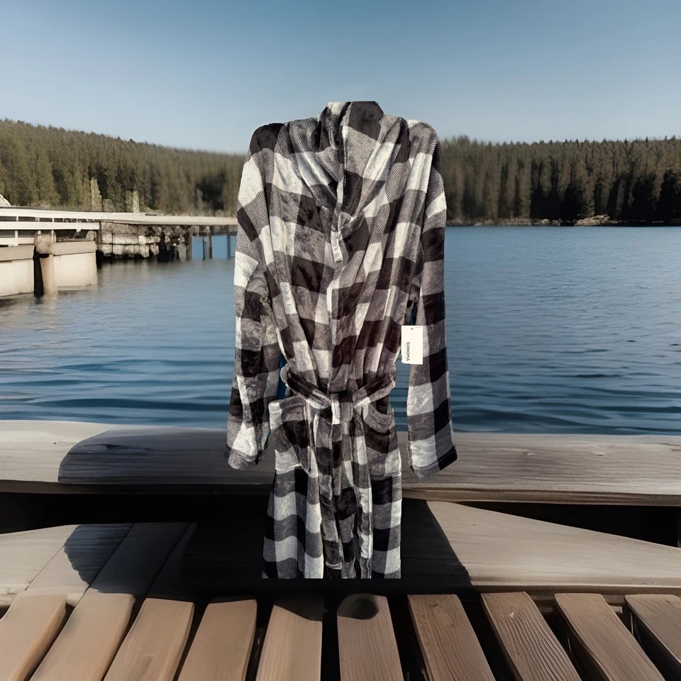 Albornoz de felpa Sonoma Goods para hombre talla S/M. Multicolor. Nuevo con etiquetas. Foto 2 de 4