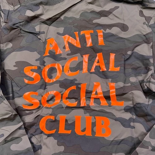 Anti Social Social Club Mens Green Orange Logo Camo Anorak Jacket Size XL image 9