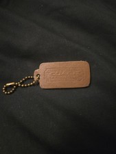 Coach Leatherware 2.5 In Brown Tan Hand Tag Keyfob Keychain Bag Purse Charm