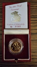 1986 22ct Gold Sovereign Proof Royal Mint