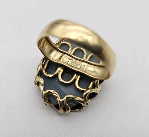 Milor 14K Gelbgold Cocktail Ring Golden Druzy Swirl Oval - Bild 2 von 5
