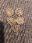 Lot Of 5 Merury Dimes