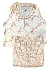 Pajama Shorts Set Vanity Fair Lightweight Sleeveless Floral Sz L Yellow-Woman s