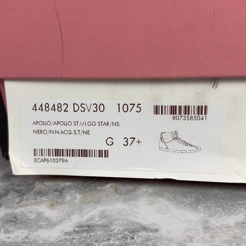 GUCCI Ghost High Top Sneakers Black Stars Logo 7.5 US or 37.5 EUR * - Picture 23 of 23