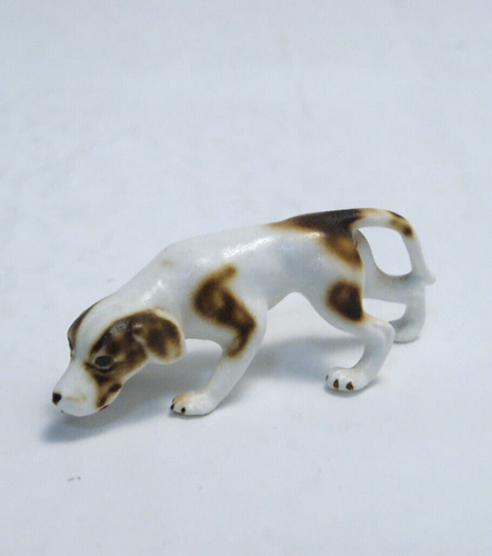 Figura puntero cazador perro pájaro pájaro porcelana blanca con manchas marrones de colección - Imagen 2 de 7