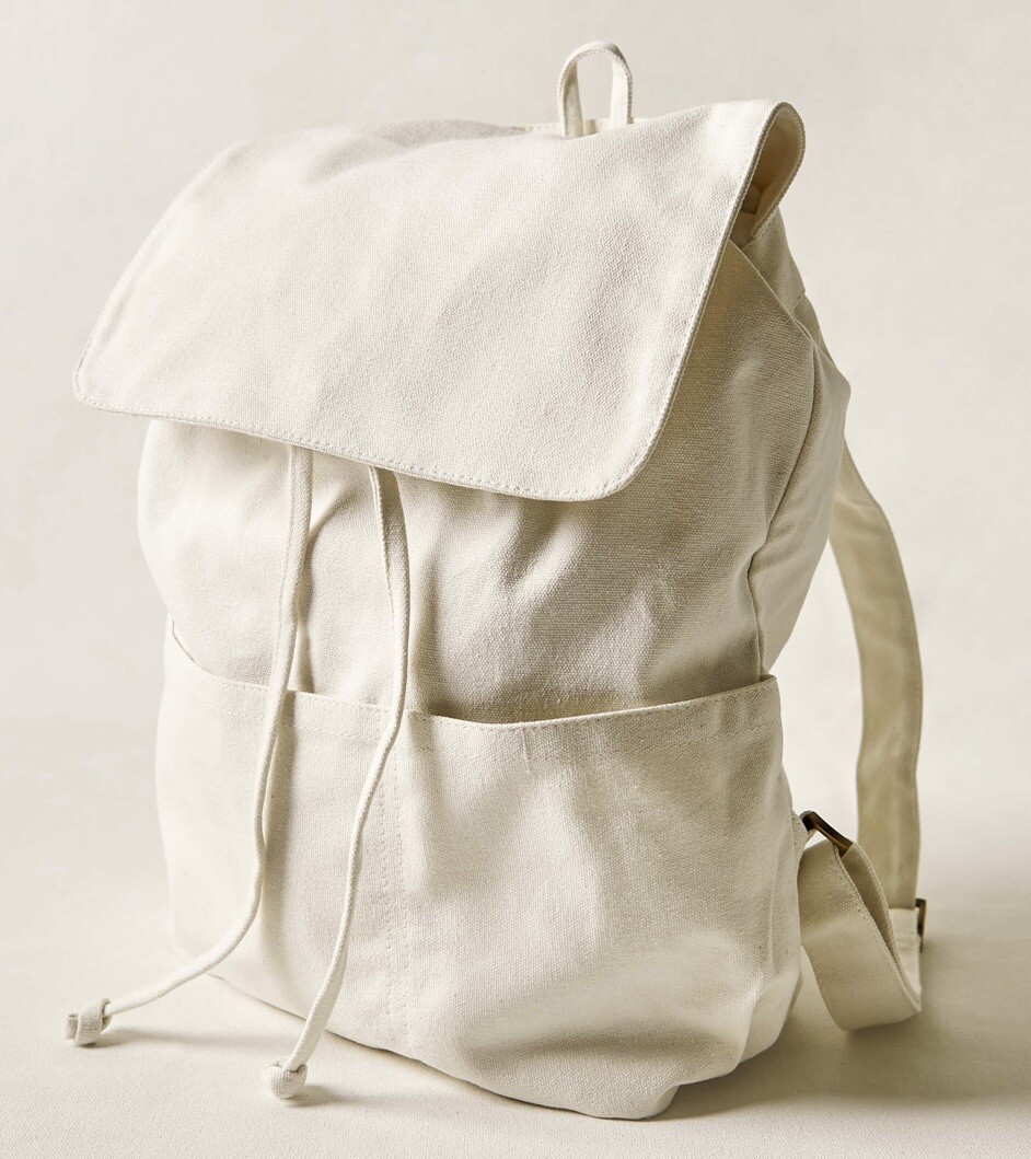 LAUDE THE LABEL brand cream white Canvas Drawstring Backpack Tote White Laude the Label Convertible Backpack | | Mercari main image 3