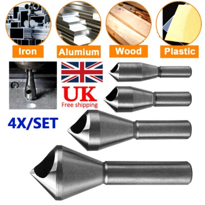 4PCS Chamfer Deburring Crosshole Drill Bit Metal Tool Cutting Countersink Chisel