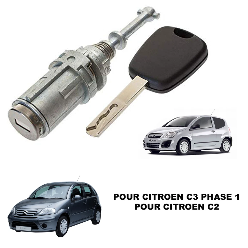 CITROEN C2 C3 BARILLET SERRURE PORTE AVANT GAUCHE + 1 CLE - Photo 4/4