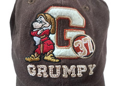 Disney Vintage 90's Grumpy Cap Hat Strap Clasp Walt World Snow White 1937 Brown