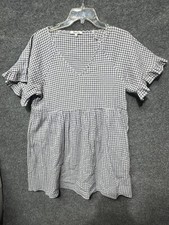 Madewell Dress Women M Medium Blue V-Neck Shift Midi Short Sleeve