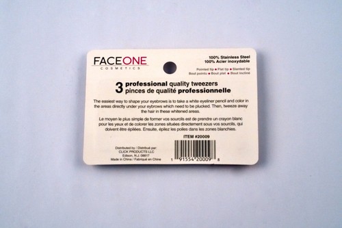 FaceOne Cosmetics - Professional Tweezers (3 Piece) Multi-Bundle (6 & 12 Pack) - Picture 2 of 2