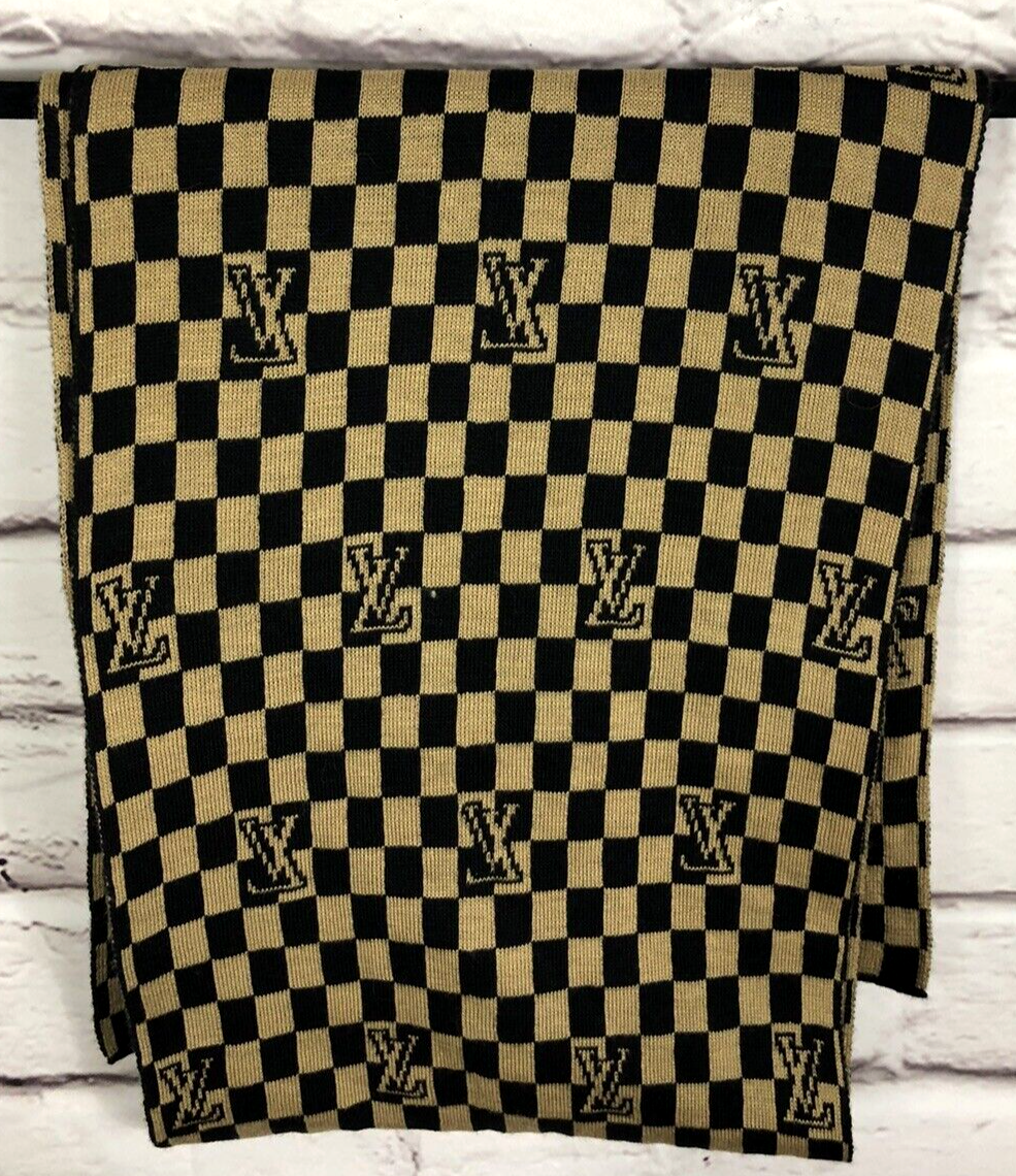 Louis Vuitton スカーフ ベージュ ネイビー チェック　ヴィンテージ LOUIS VUITTON(ルイヴィトン) カレ90・ビジュエルドシルク