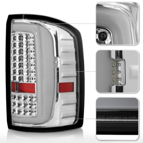 2014-2018 GMC Sierra 1500 2500HD 3500HD Chrome LED Tube Tail Lights Brake Lamps - Picture 5 of 9